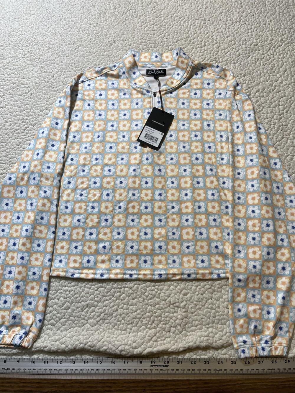 Bad Birdie Women’s UV 1/4 Zip Long Sleeve Golf Pullover Flower Power Size L NWT
